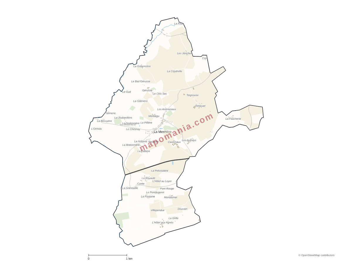 Carte de La Mesnière à personnaliser