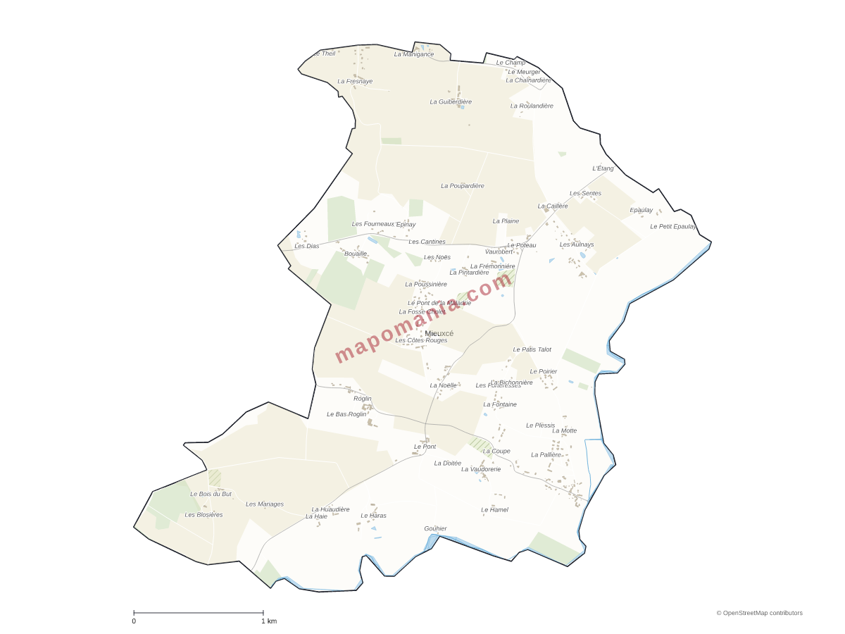 Carte de Mieuxcé à personnaliser