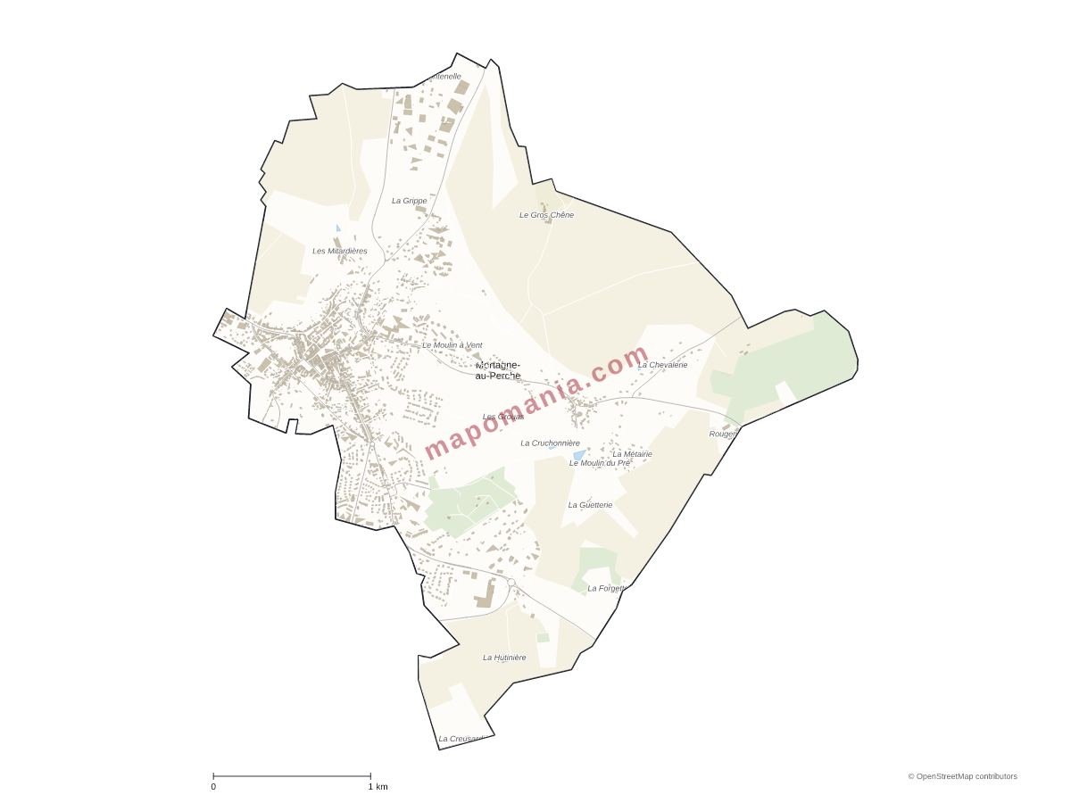 Carte de Mortagne-au-Perche à personnaliser