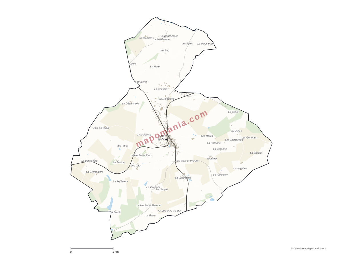 Carte de Moulins-la-Marche à personnaliser