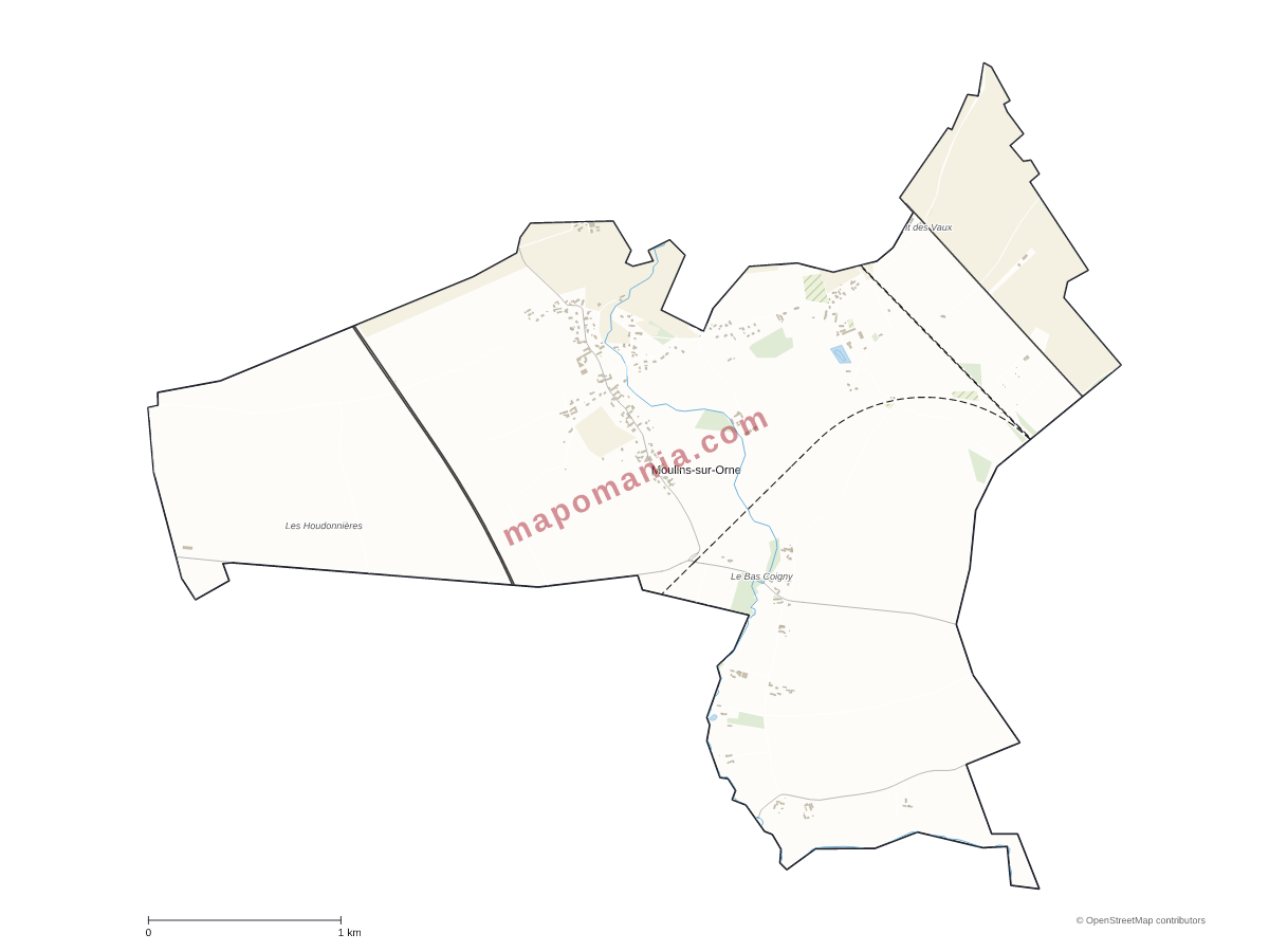 Carte de Moulins-sur-Orne à personnaliser