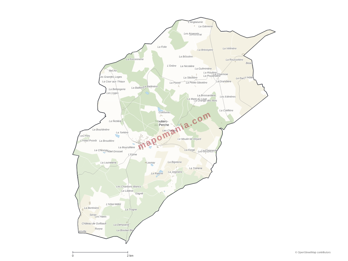 Carte de Moutiers-au-Perche à personnaliser