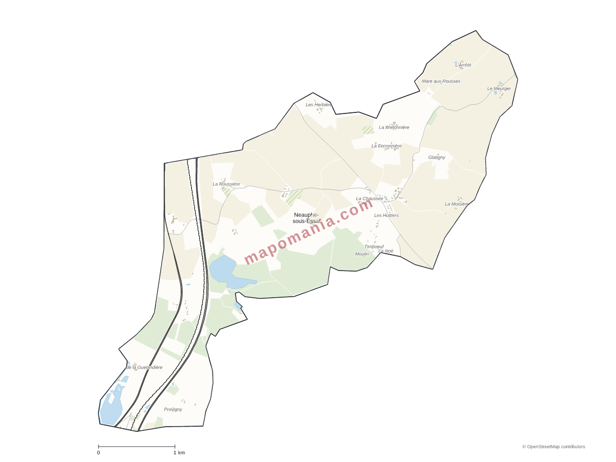 Carte de Neauphe-sous-Essai à personnaliser