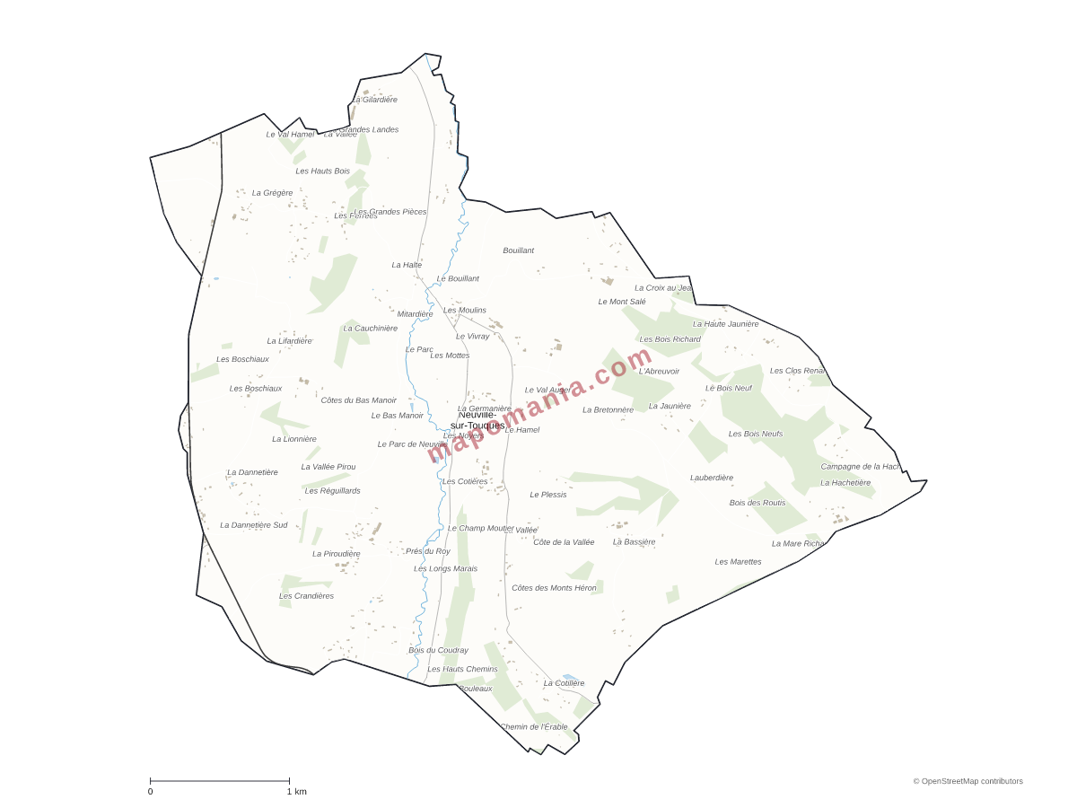 Carte de Neuville-sur-Touques à personnaliser