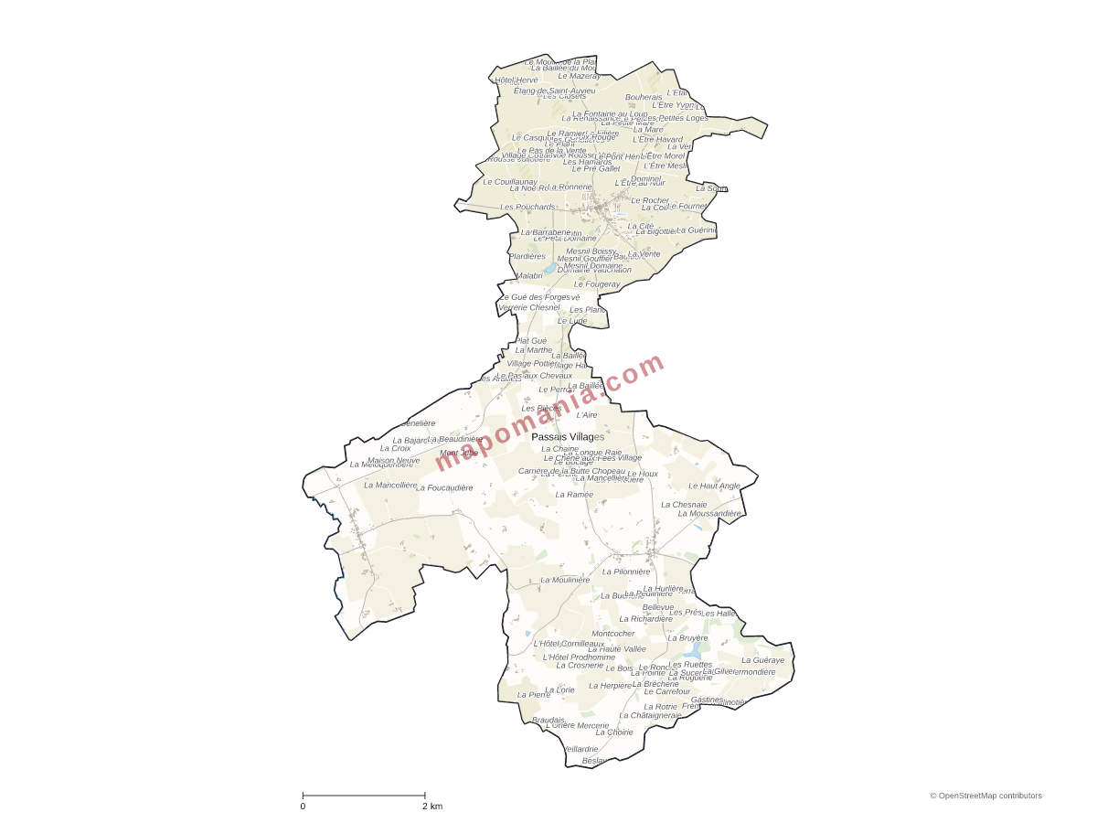 Carte de Passais Villages à personnaliser