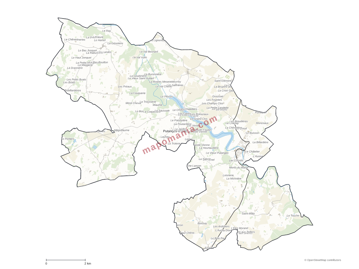 Carte de Putanges-le-Lac à personnaliser