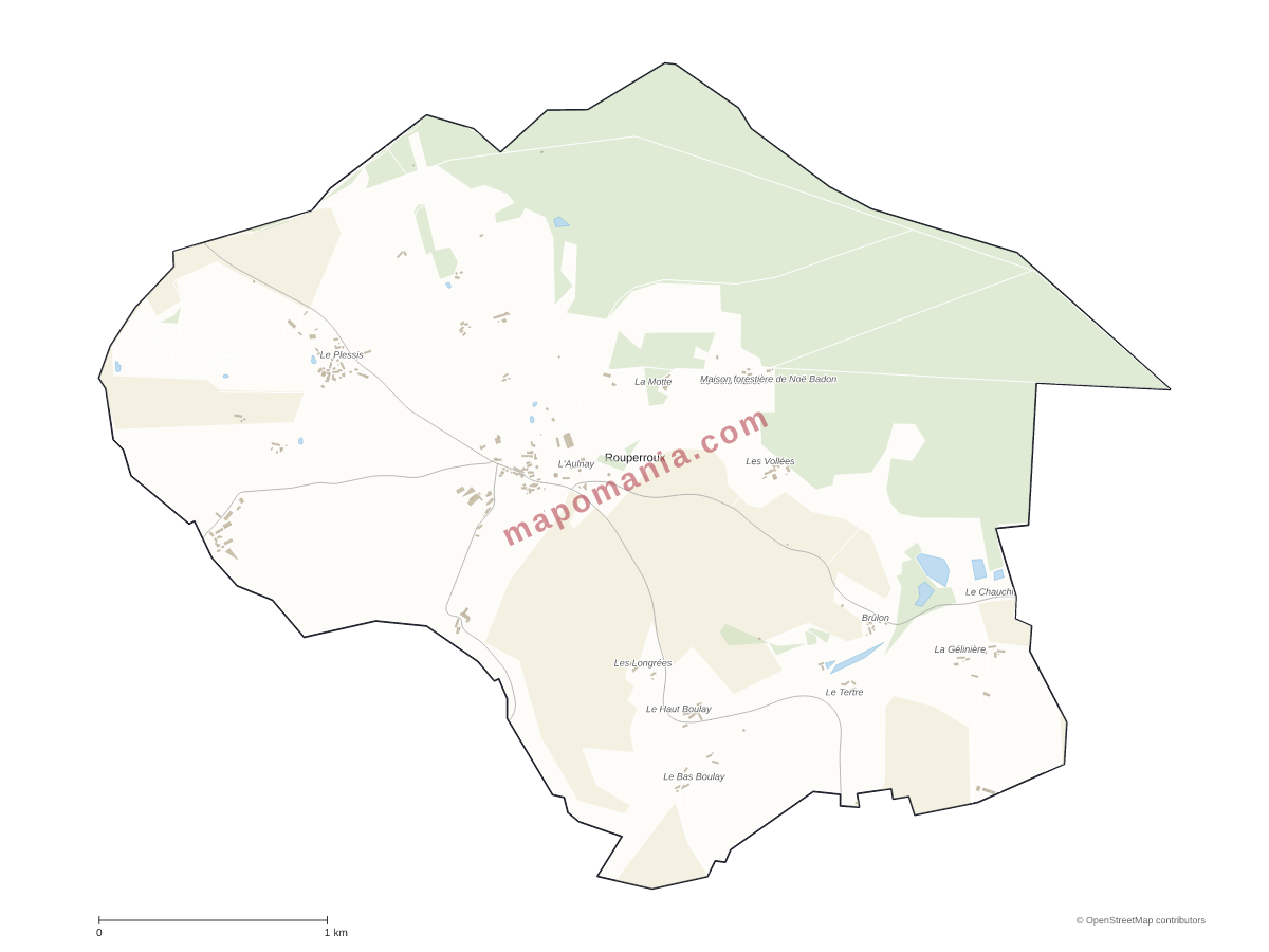 Carte de Rouperroux à personnaliser