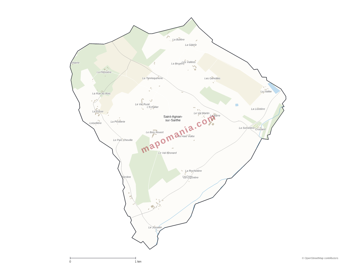 Carte de Saint-Agnan-sur-Sarthe à personnaliser
