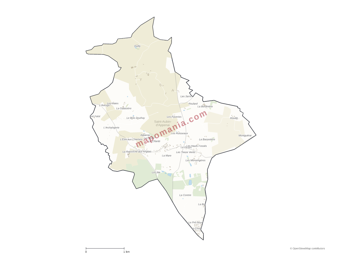 Carte de Saint-Aubin-d'Appenai à personnaliser
