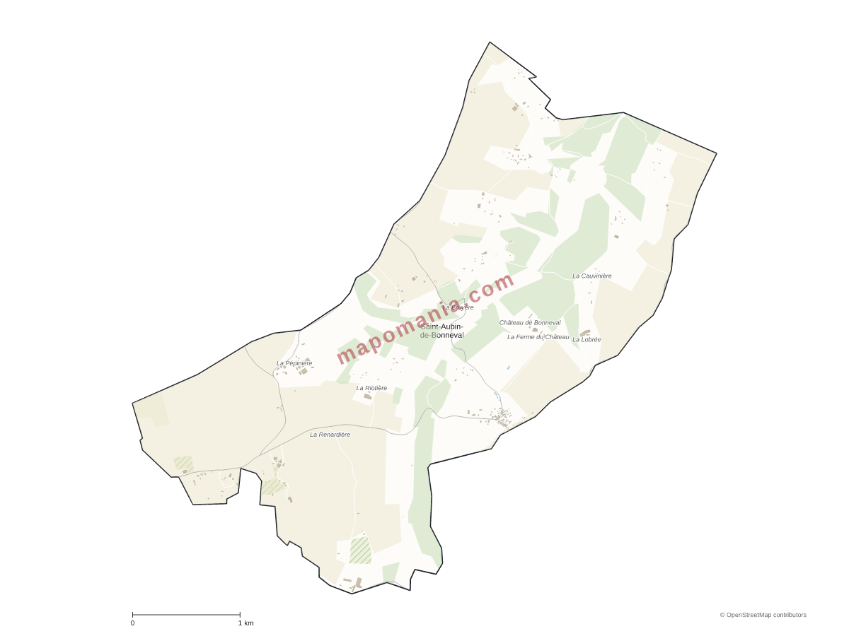 Carte de Saint-Aubin-de-Bonneval à personnaliser
