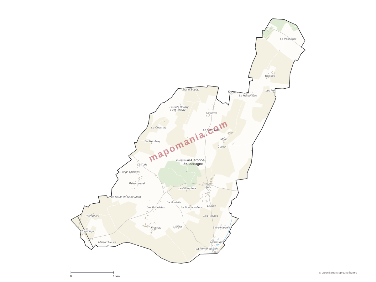 Carte de Sainte-Céronne-lès-Mortagne à personnaliser