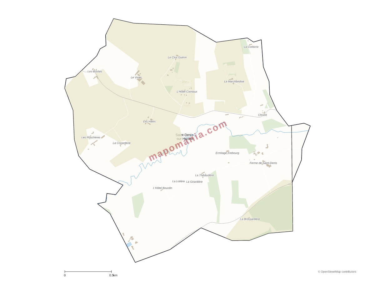 Carte de Saint-Denis-sur-Huisne à personnaliser