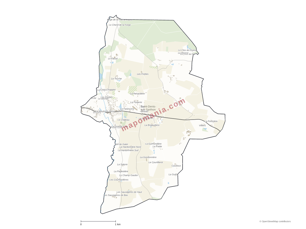 Carte de Saint-Denis-sur-Sarthon à personnaliser