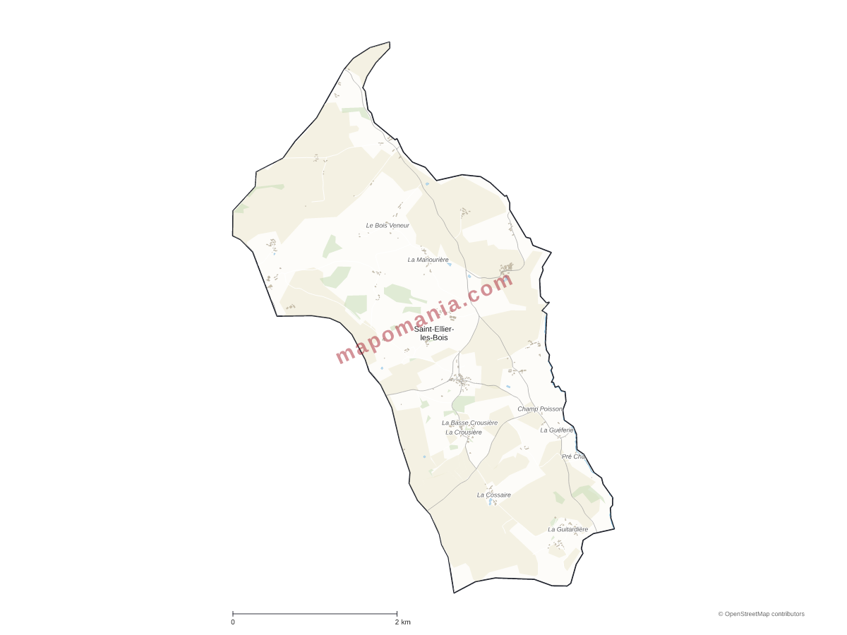 Carte de Saint-Ellier-les-Bois à personnaliser