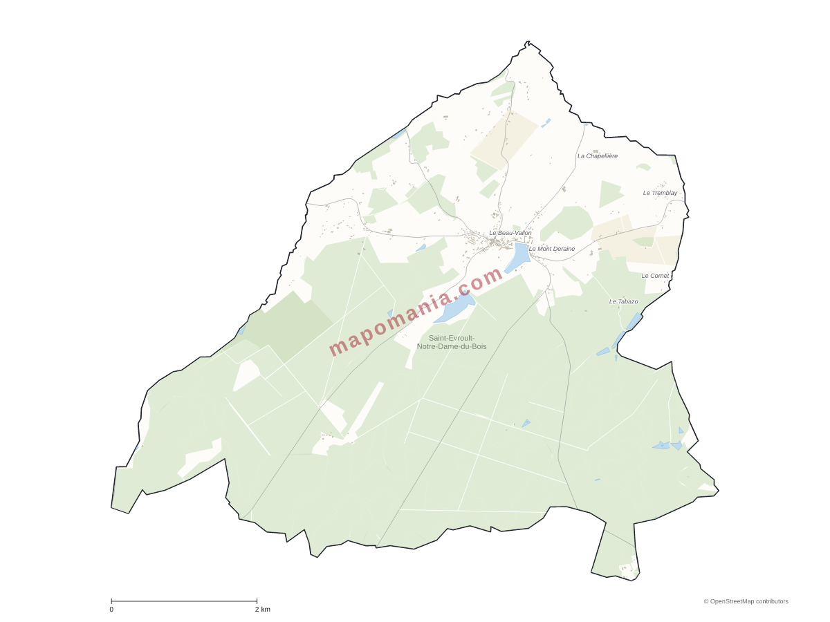 Carte de Saint-Evroult-Notre-Dame-du-Bois à personnaliser