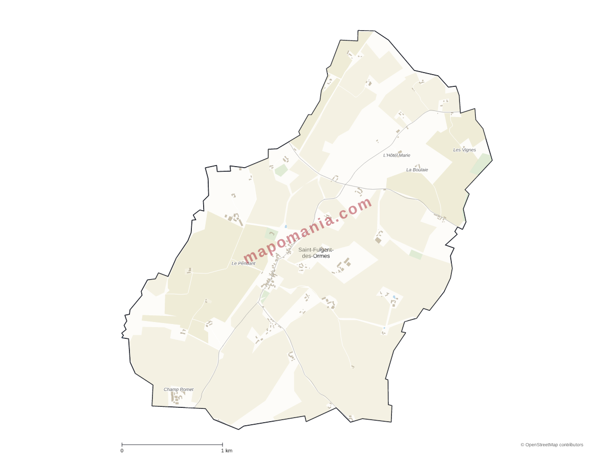 Carte de Saint-Fulgent-des-Ormes à personnaliser
