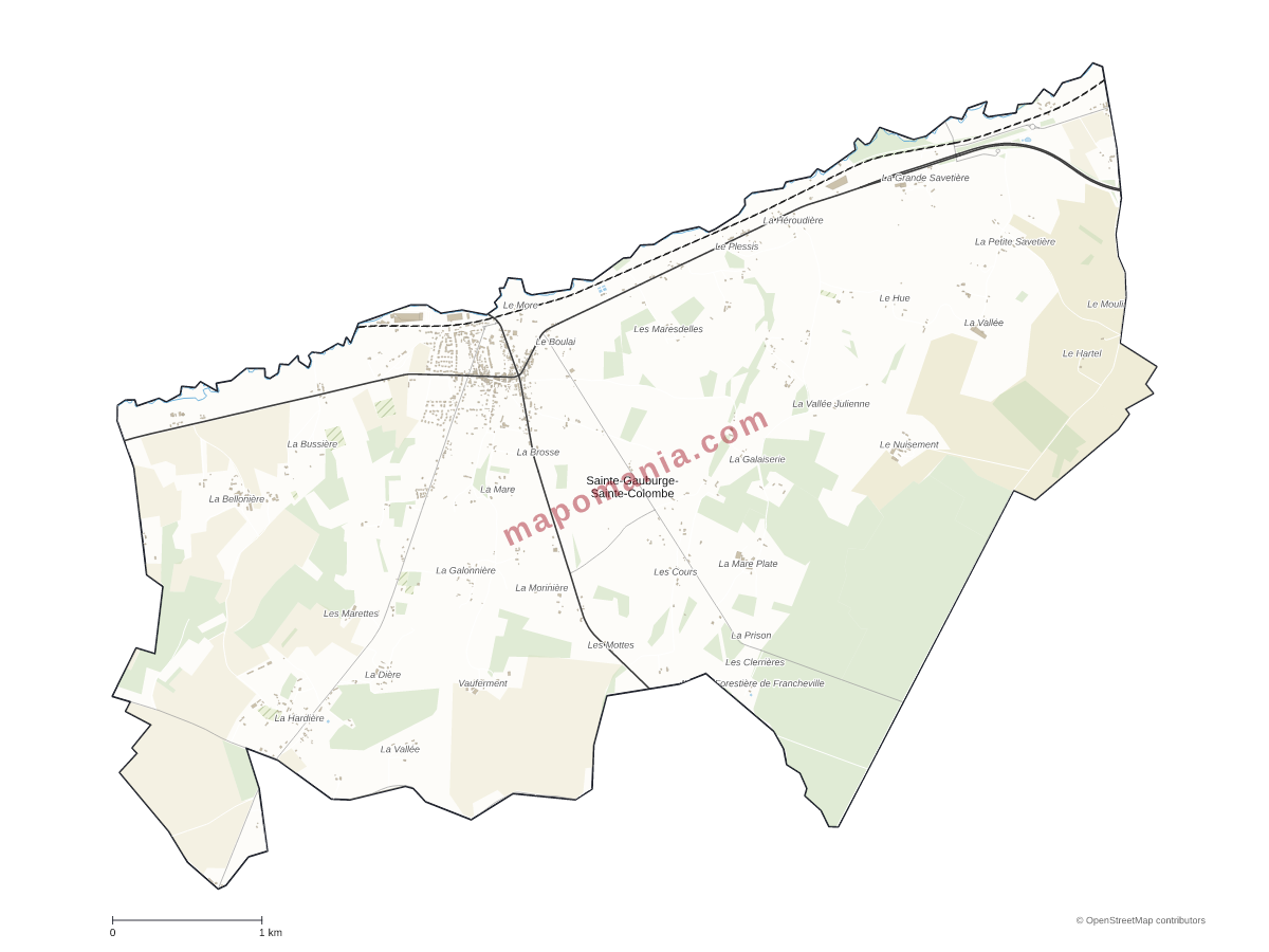 Carte de Sainte-Gauburge-Sainte-Colombe à personnaliser