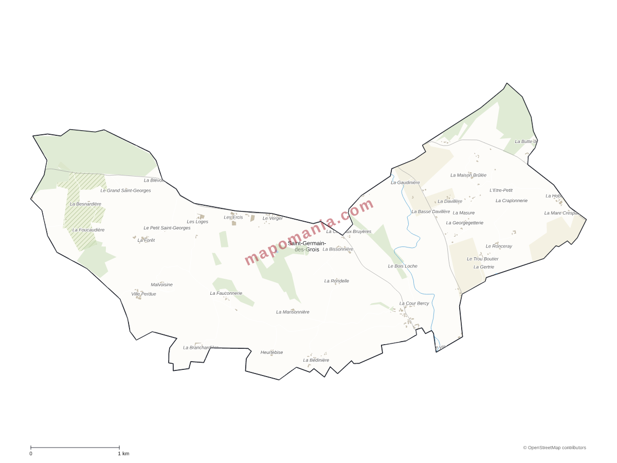 Carte de Saint-Germain-des-Grois à personnaliser