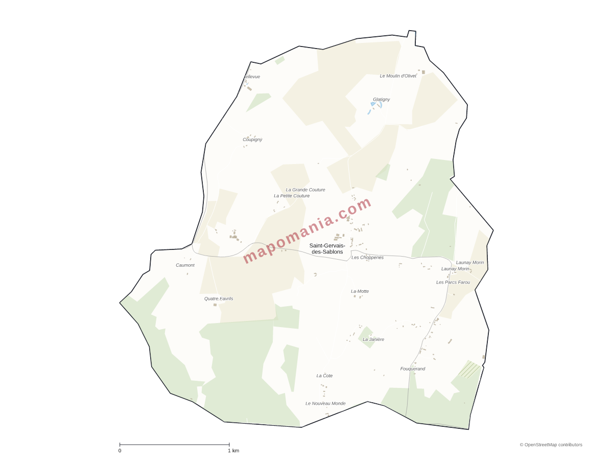 Carte de Saint-Gervais-des-Sablons à personnaliser