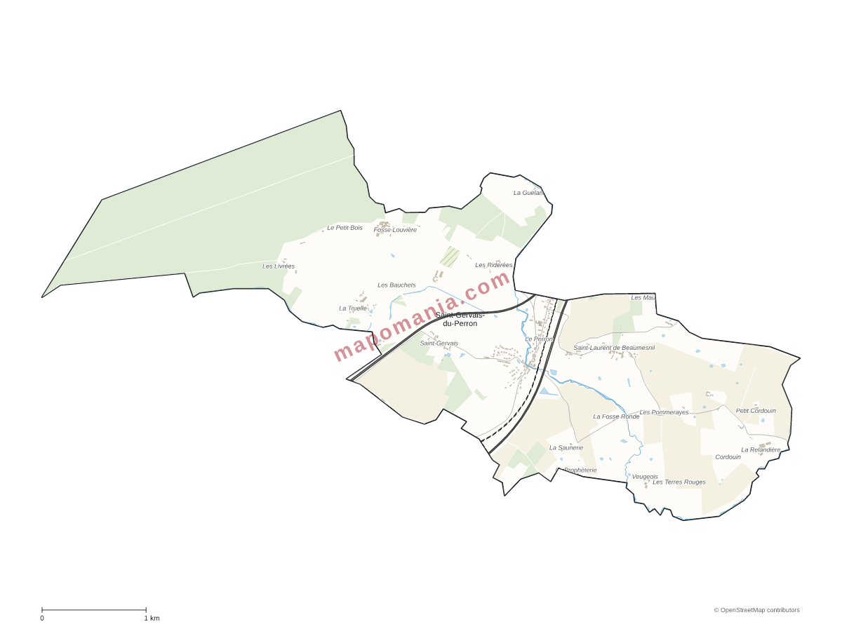 Carte de Saint-Gervais-du-Perron à personnaliser