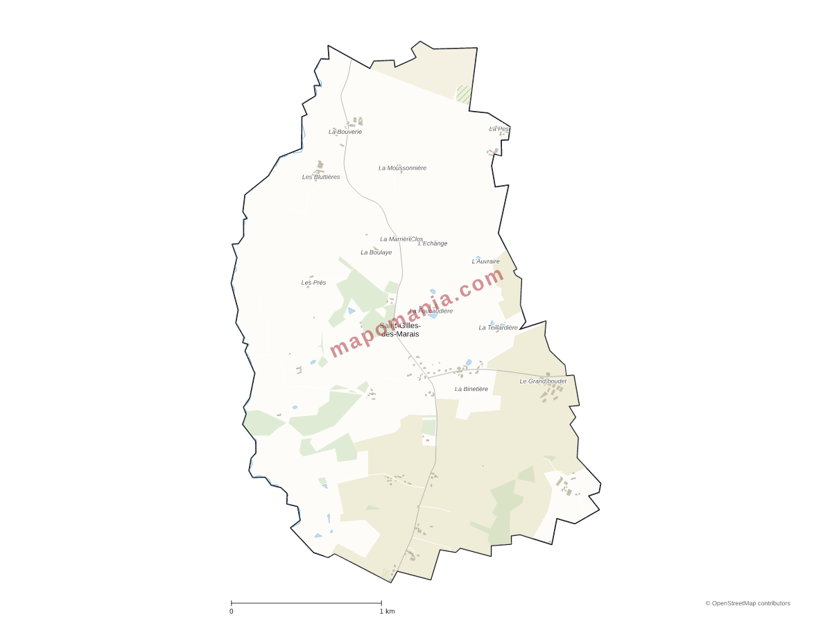 Carte de Saint-Gilles-des-Marais à personnaliser