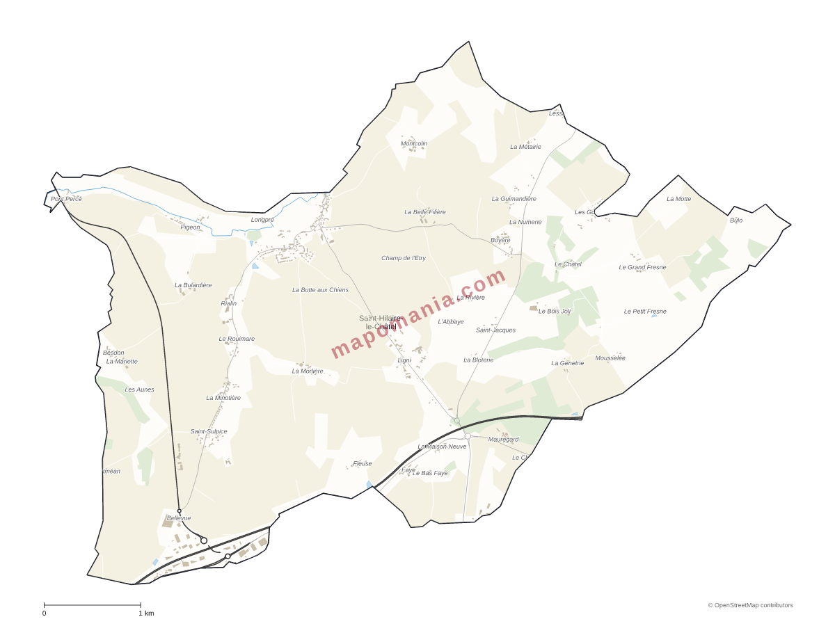 Carte de Saint-Hilaire-le-Châtel à personnaliser