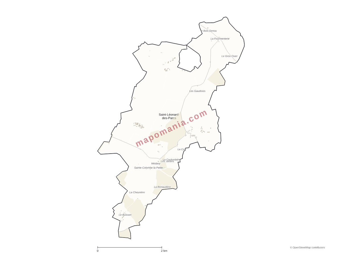 Carte de Saint-Léonard-des-Parcs à personnaliser