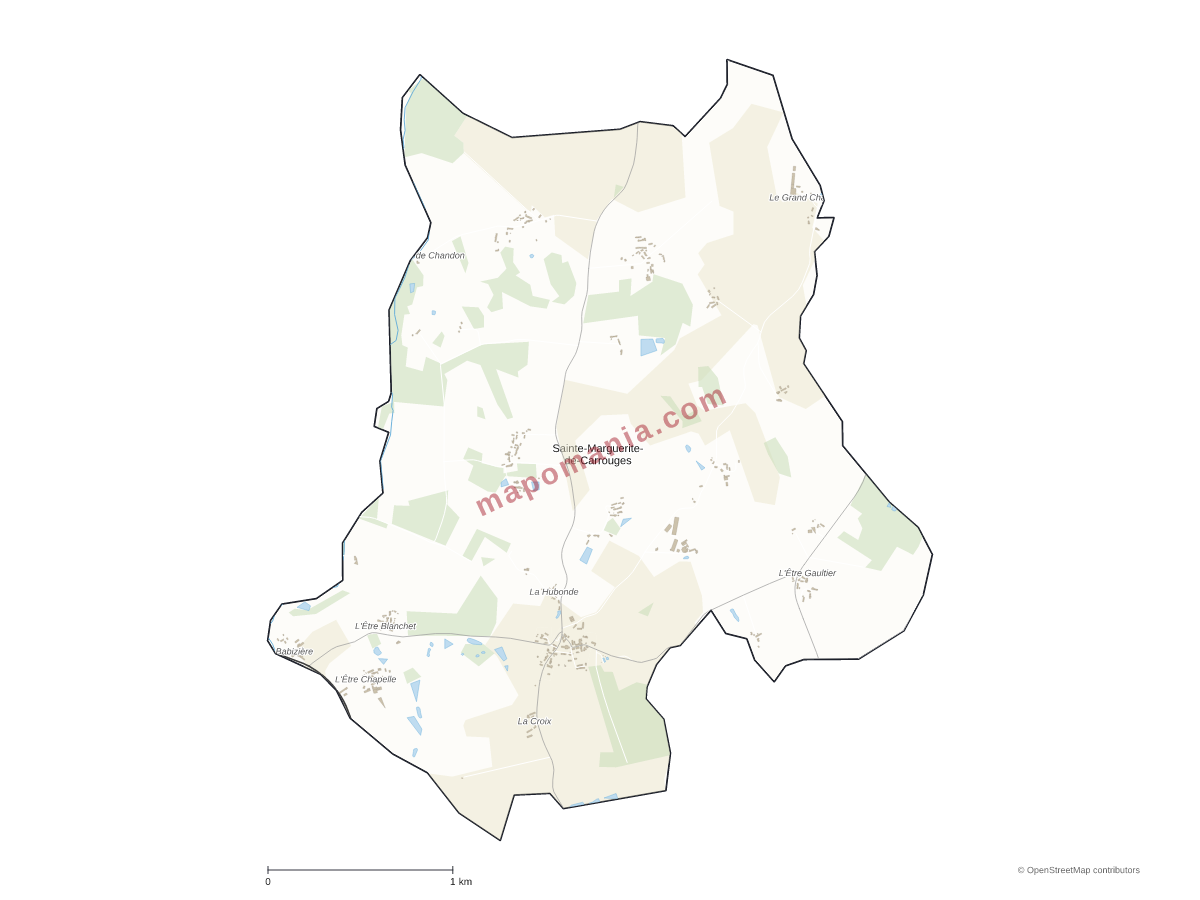 Carte de Sainte-Marguerite-de-Carrouges à personnaliser