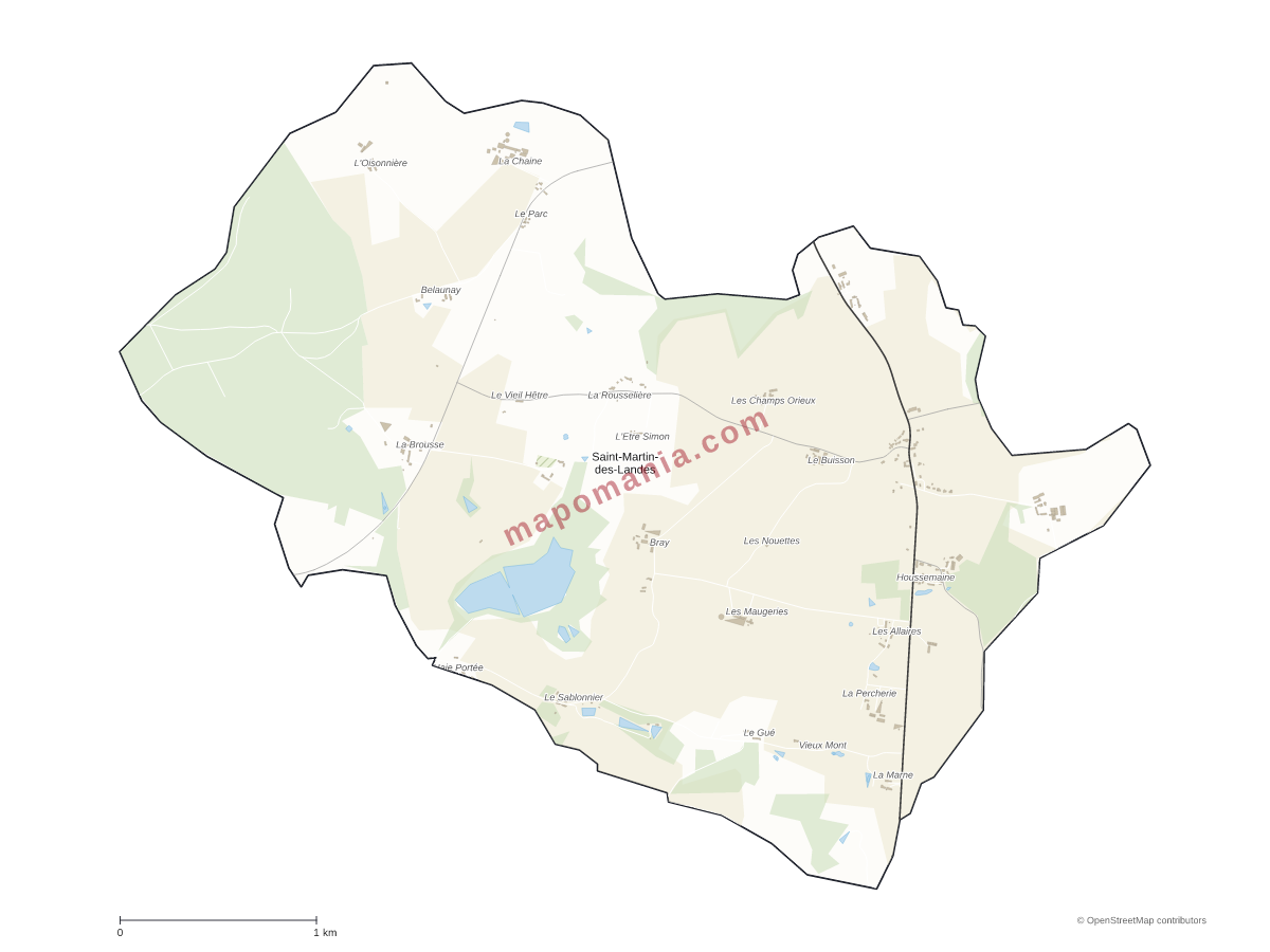 Carte de Saint-Martin-des-Landes à personnaliser