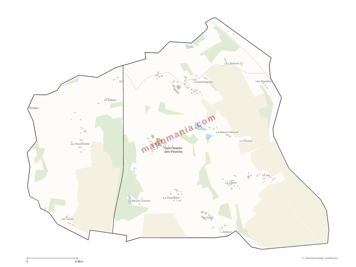 Carte de Saint-Martin-des-Pézerits à personnaliser