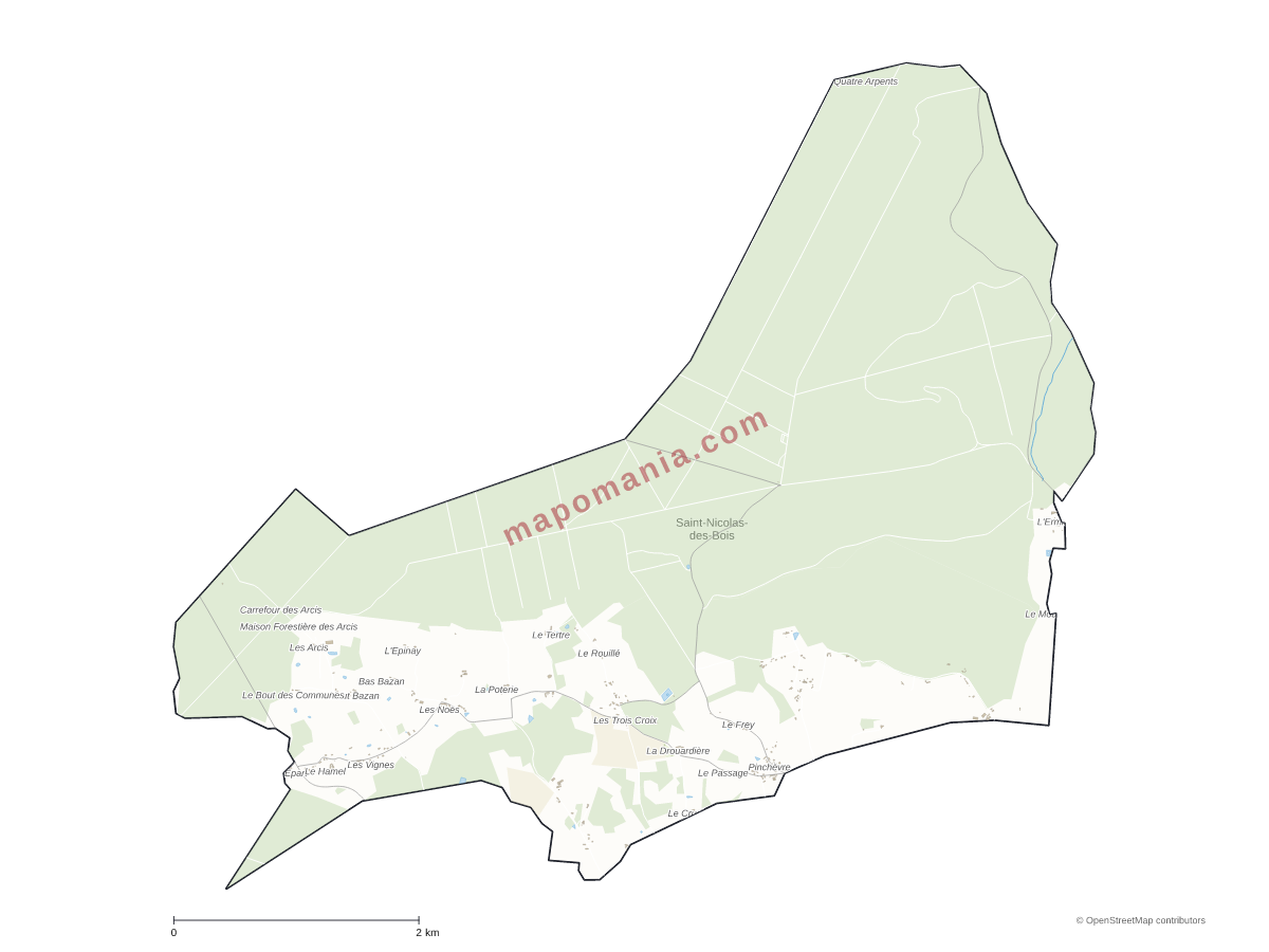 Carte de Saint-Nicolas-des-Bois à personnaliser