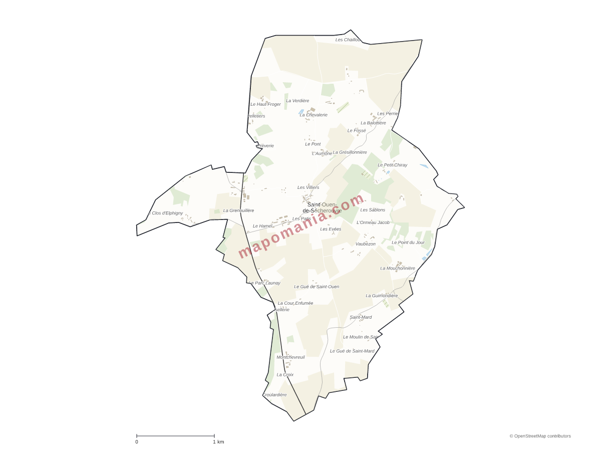 Carte de Saint-Ouen-de-Sécherouvre à personnaliser