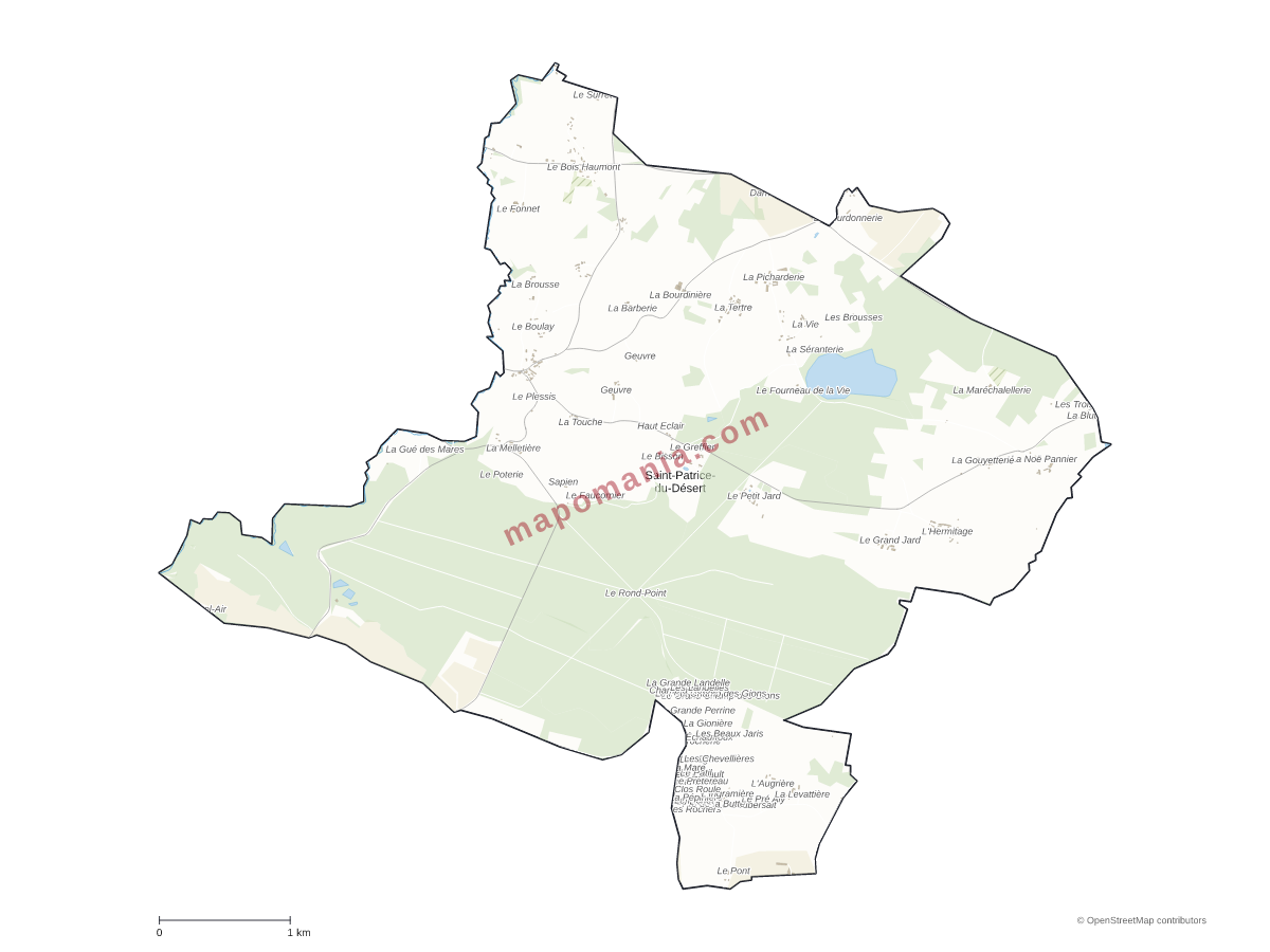 Carte de Saint-Patrice-du-Désert à personnaliser