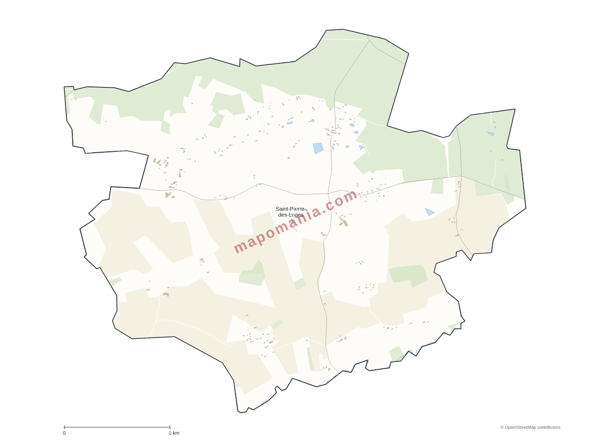 Carte de Saint-Pierre-des-Loges à personnaliser