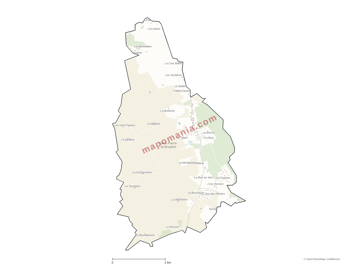 Carte de Saint-Pierre-la-Bruyère à personnaliser