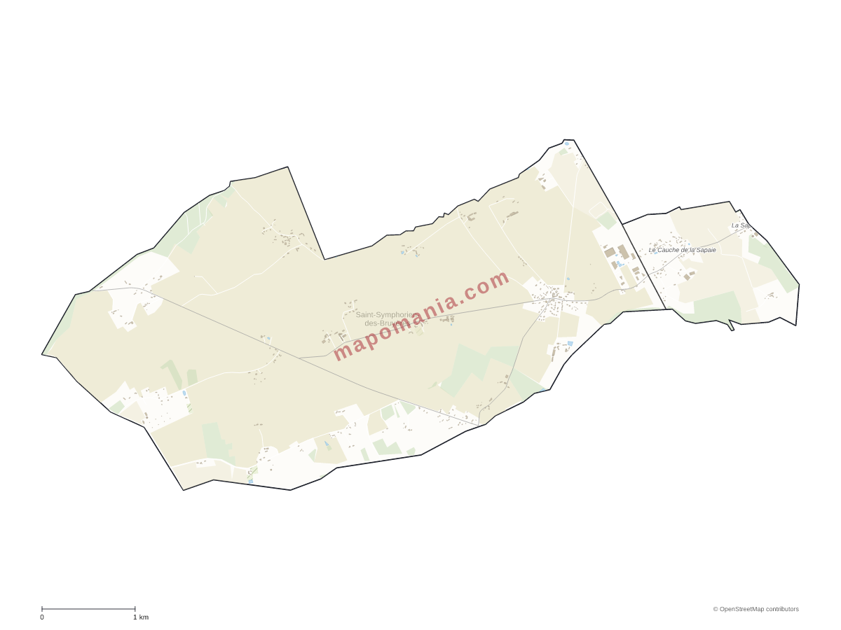 Carte de Saint-Symphorien-des-Bruyères à personnaliser
