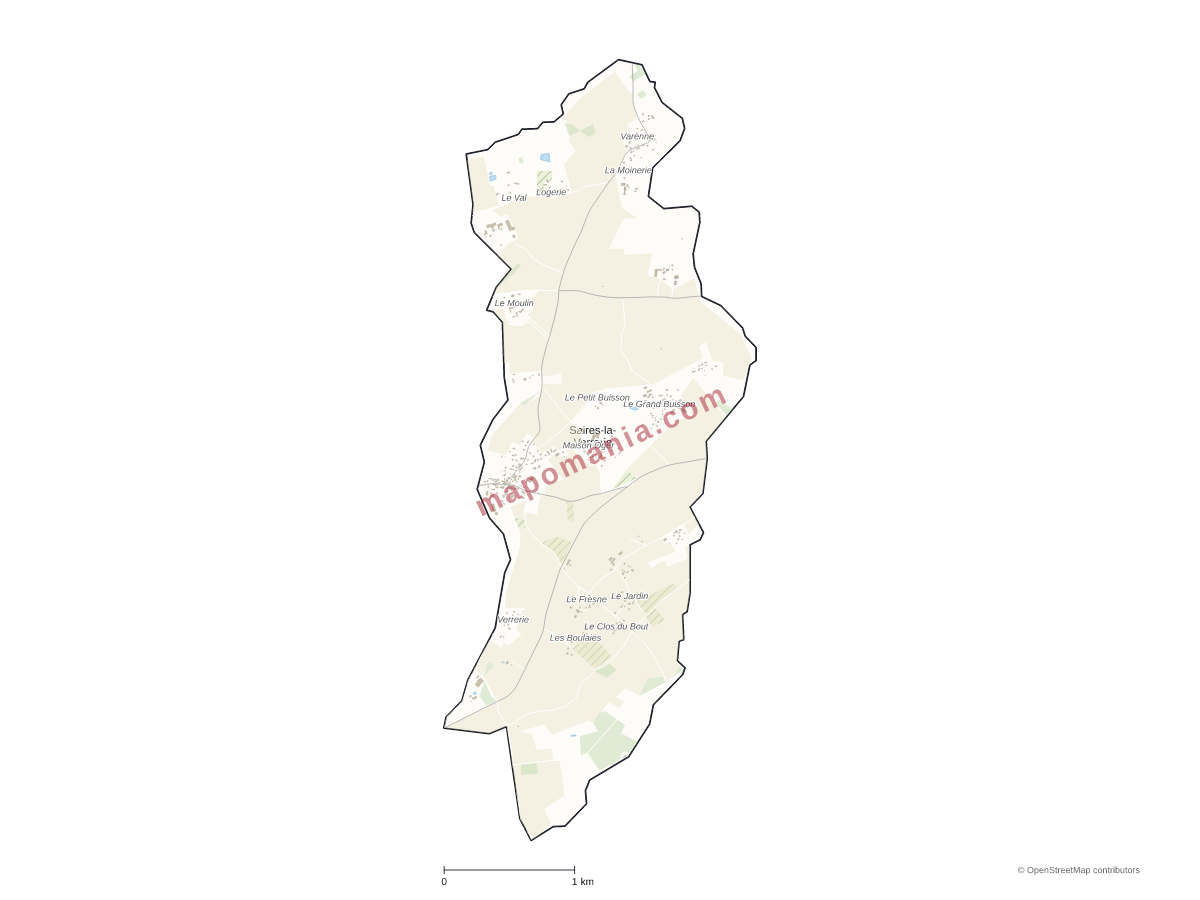 Carte de Saires-la-Verrerie à personnaliser