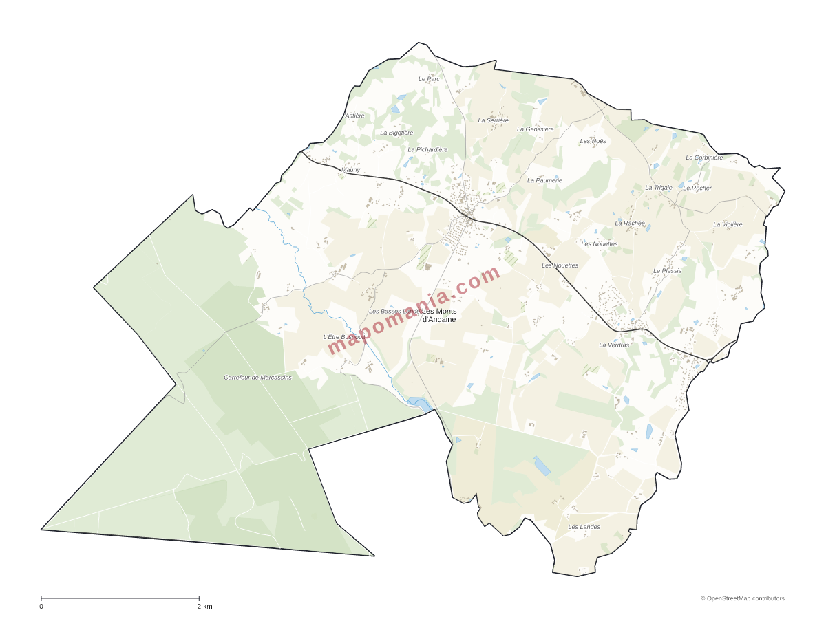 Carte de Les Monts d'Andaine à personnaliser