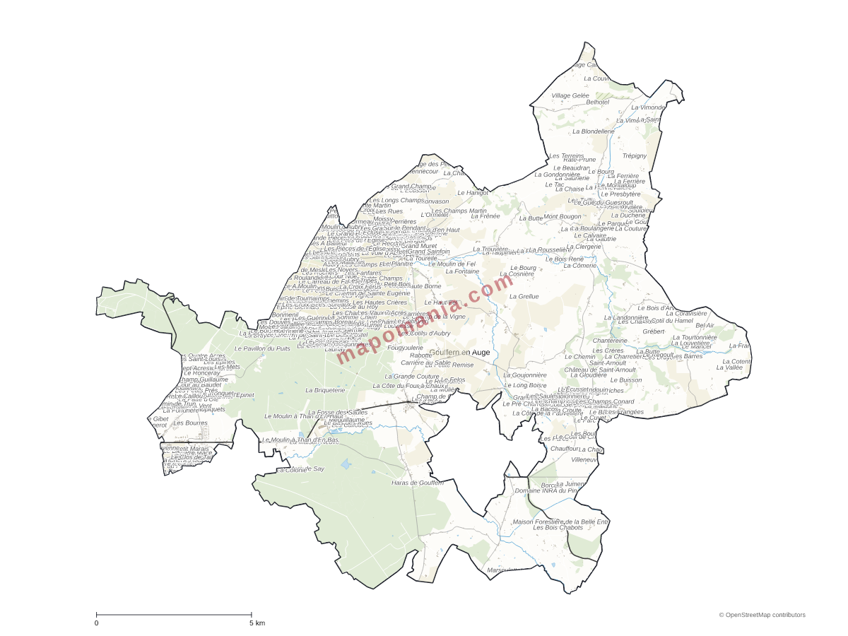 Carte de Gouffern en Auge à personnaliser