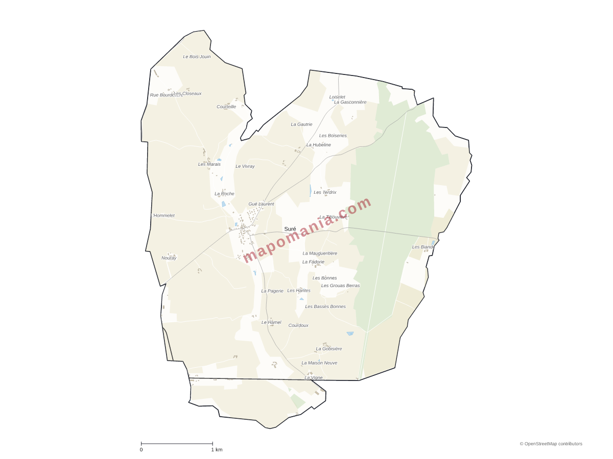 Carte de Suré à personnaliser
