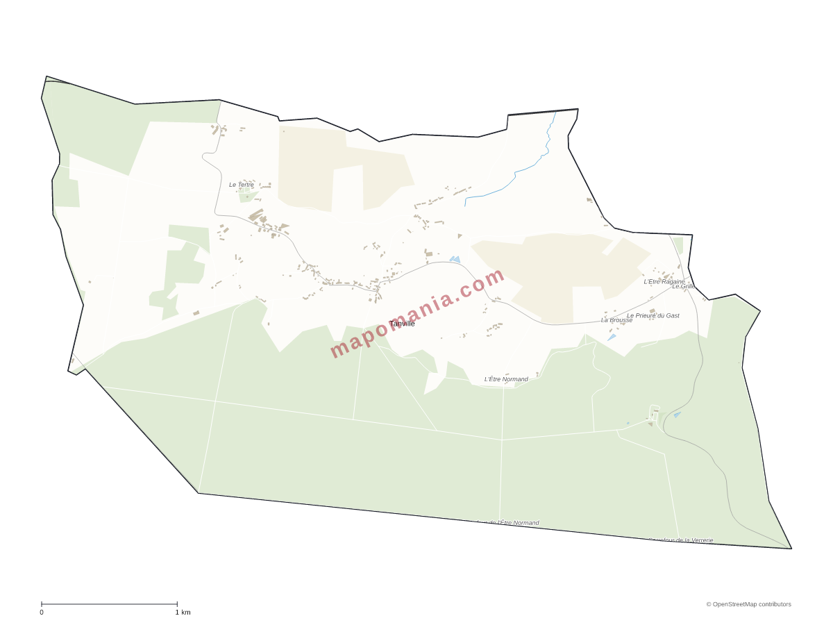 Carte de Tanville à personnaliser