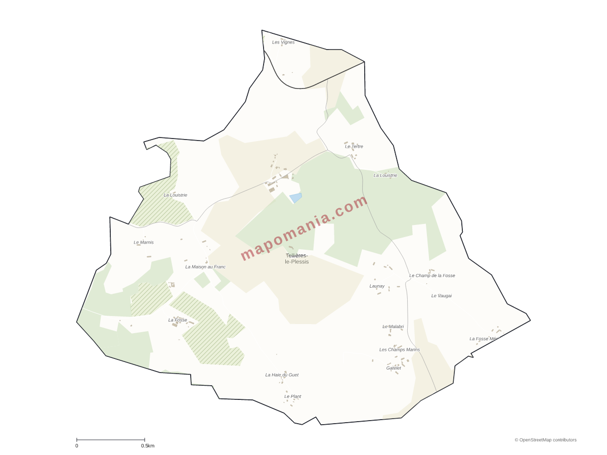 Carte de Tellières-le-Plessis à personnaliser
