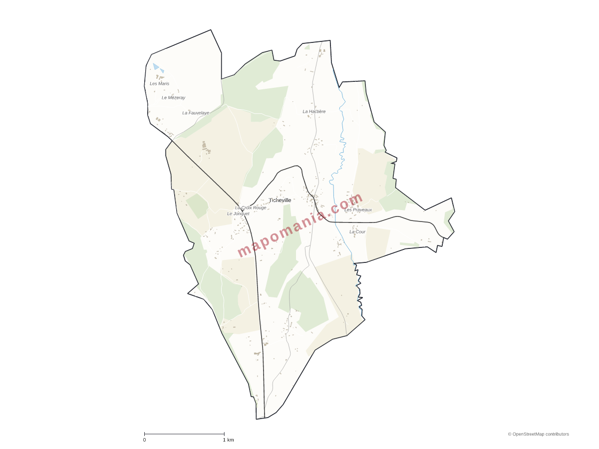 Carte de Ticheville à personnaliser