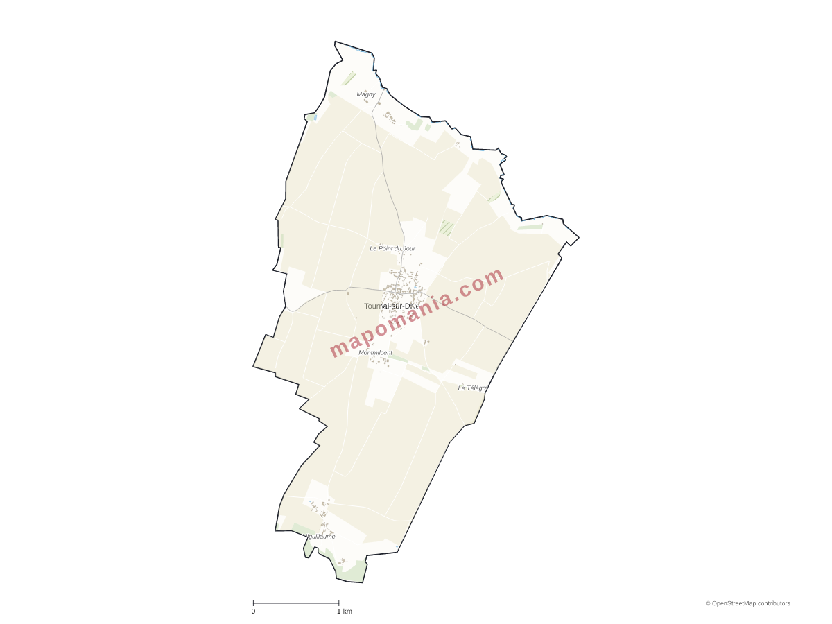 Carte de Tournai-sur-Dive à personnaliser