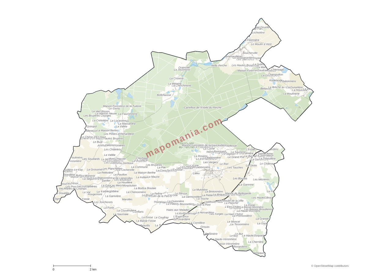 Carte de Tourouvre au Perche à personnaliser