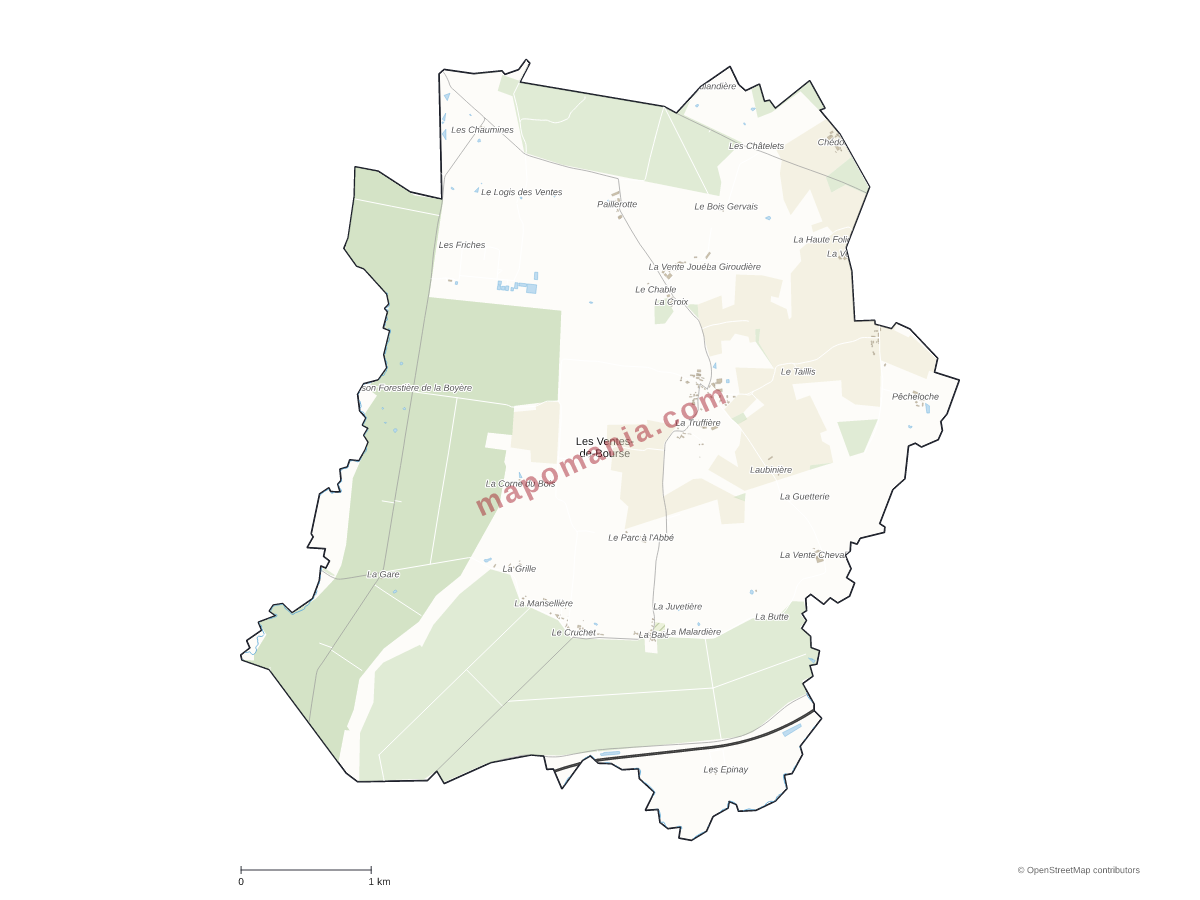 Carte de Les Ventes-de-Bourse à personnaliser