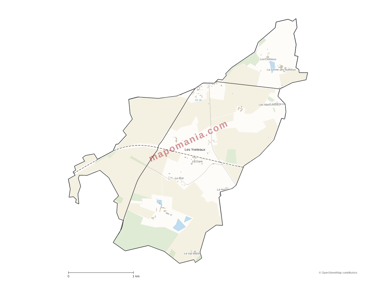 Carte de Les Yveteaux à personnaliser