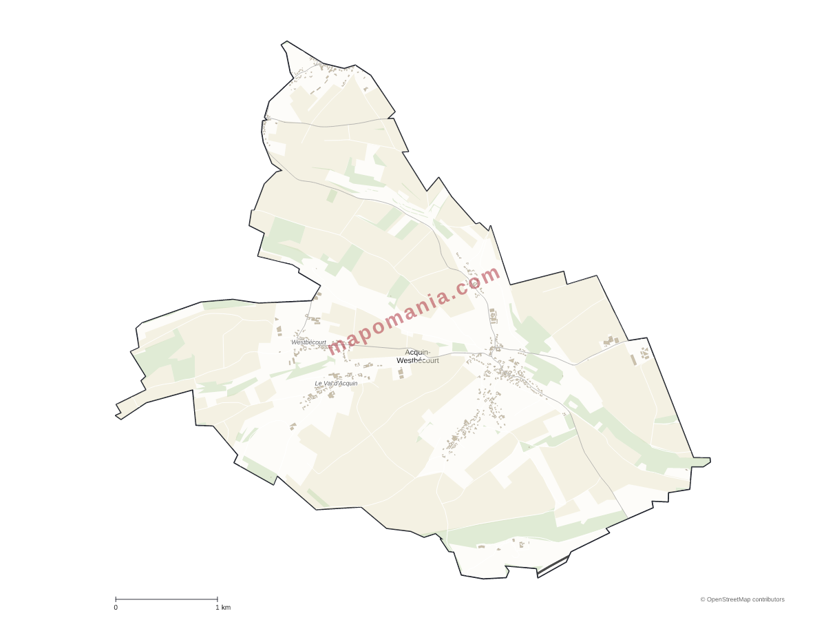Carte de Acquin-Westbécourt à personnaliser
