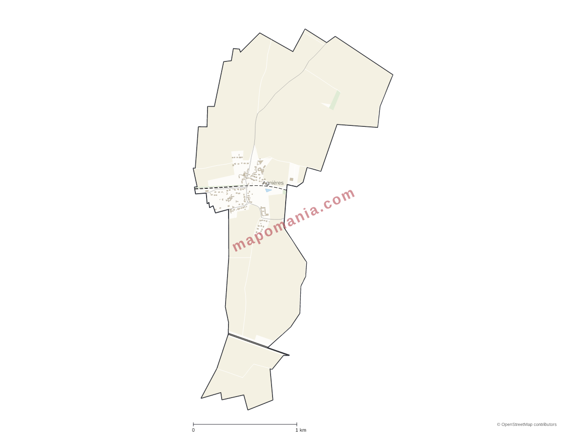 Carte de Agnières à personnaliser