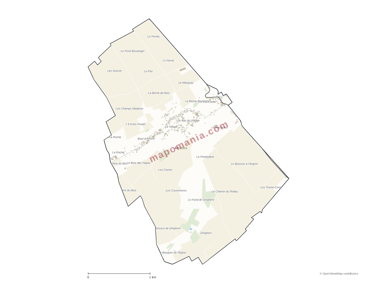 Carte de Amettes à personnaliser